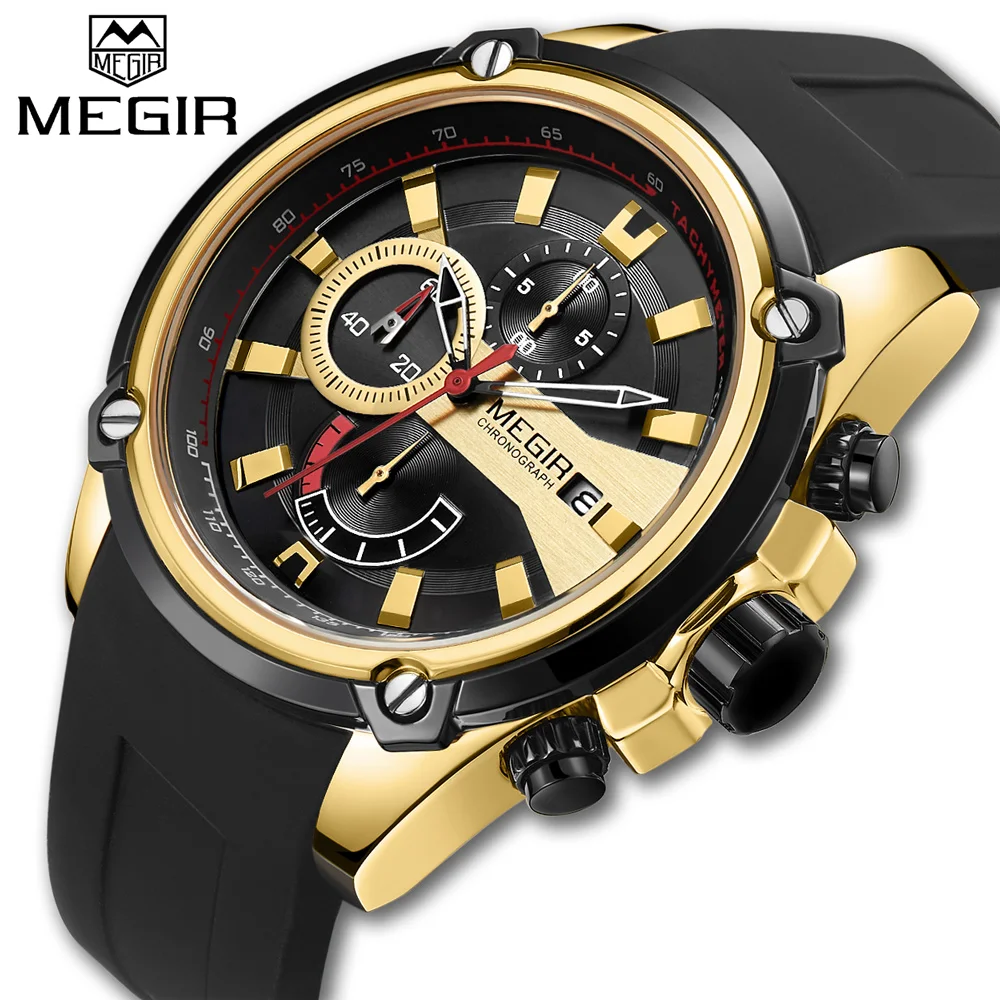 

MEGIR Mens Watch Top Luxury Brand Men Fashion Quartz Watches Multifunction Waterproof Wristswatch with Date Display-2086