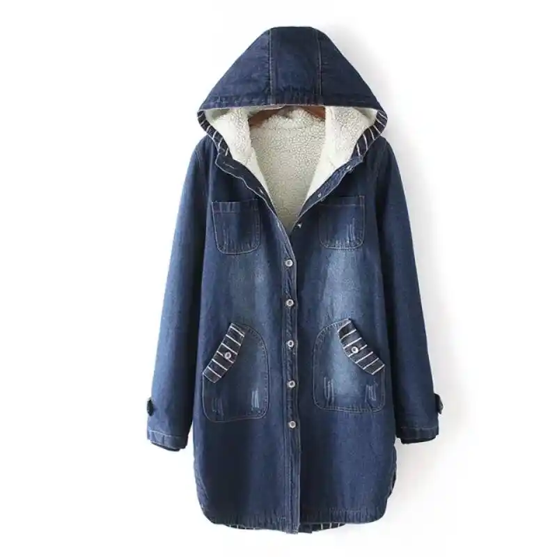 long hooded denim jacket womens