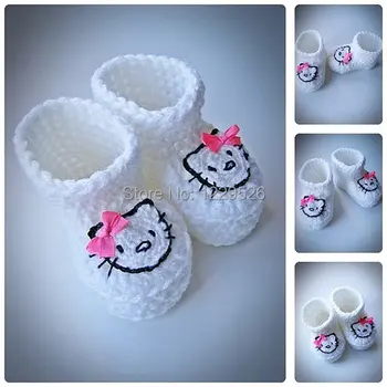 

White cat Crochet Baby Booties, Newborn Crochet Shoes, Crochet Booties, Baby Shoes, Boots for babies, Baby shower gift,
