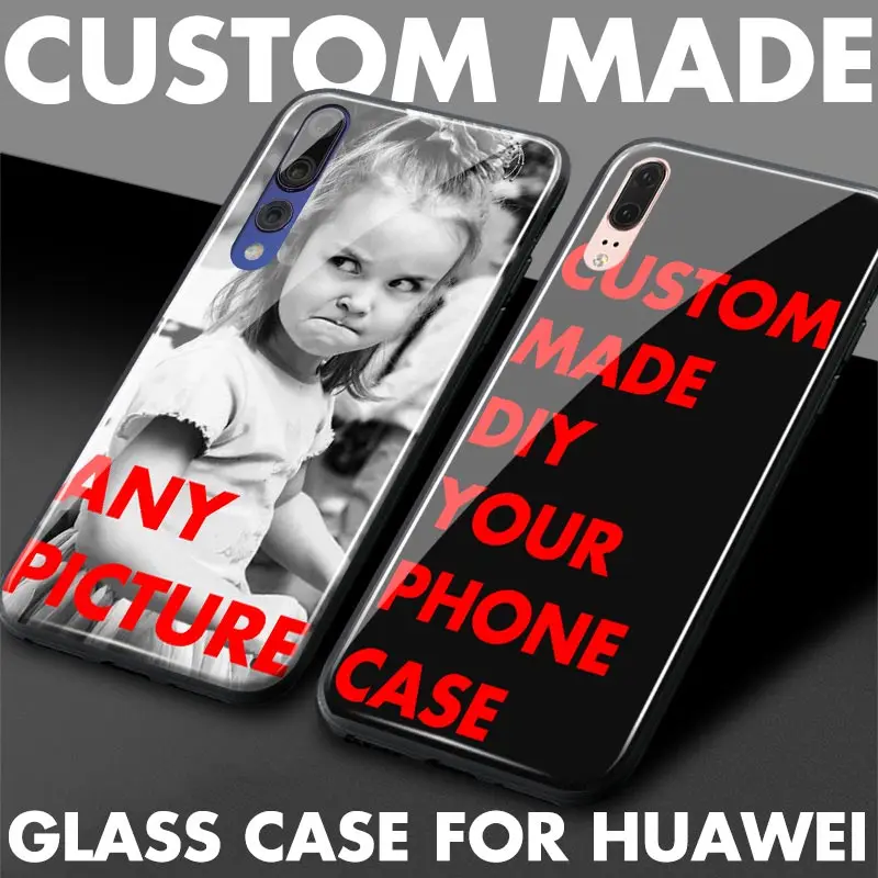

Custom made DIY Any picture photo Soft Silicone Glass Phone Case For Huawei Honor 8x V 9 10 mate 10 20 P20 P30 lite pro nova 3i