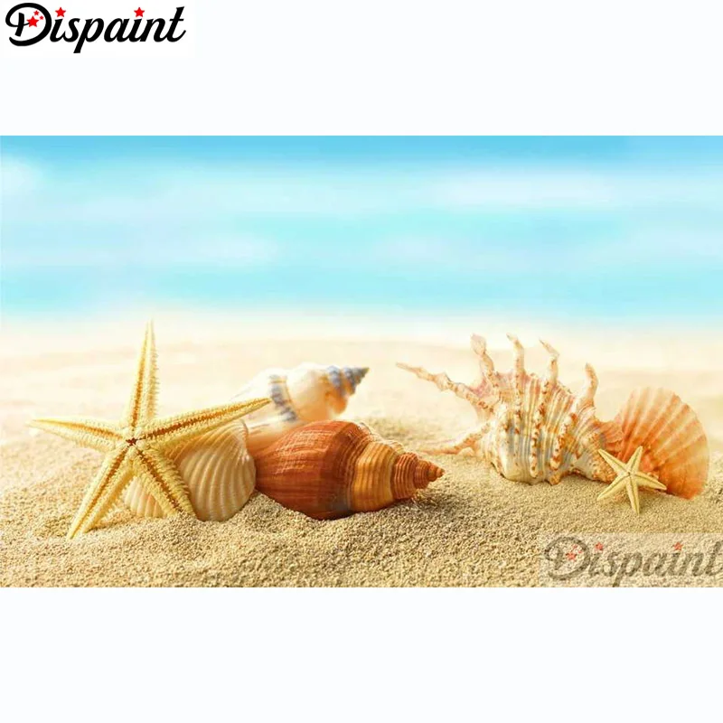 Dispaint Tam Kare Yuvarlak Matkap 5D DIY Elmas Boyama Conch Manzara 