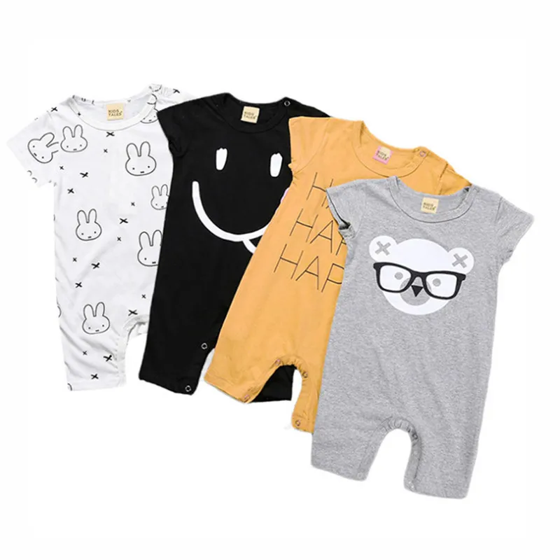 

Baby rompers summer style power cartoon eyes print conjoined baby boy girl clothing newborn baby rabbit short-sleeved clothes