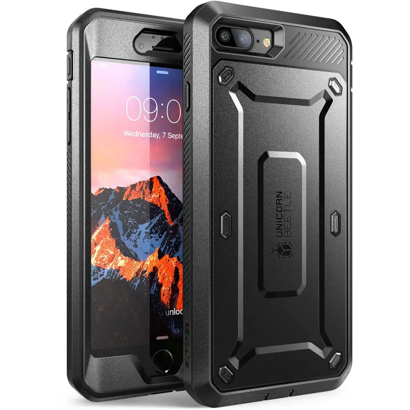 SUPCASE чехол для iPhone 7 Plus UB Pro полнокорпусная прочная кобура клип-кейс защитная крышка со встроенным протектором экрана - Цвет: Black