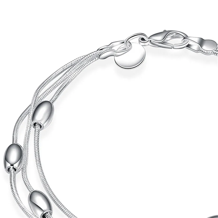 New arrival 2018 Charm Adjustable Silver Plated Bracelets Lady Three-line Light Bead Chain Gift Girls Birthday Presents (6)