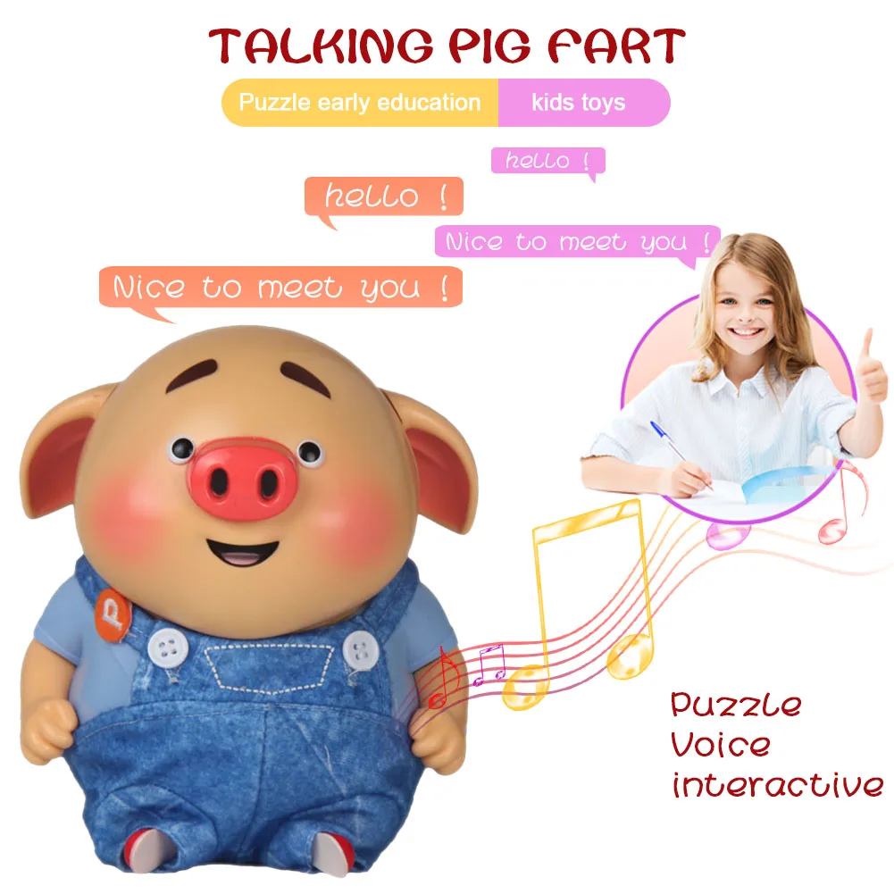 

Electric Cute Pig Toy Talking Music Sound Recording Toy for Family Set Interactive Baby Kids Toys NSV775