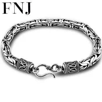 

FNJ 925 Silver Good Luck Bracelet New Fashion Original S990 Thai Silver Bracelets for Women Men Jewelry