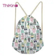 Thikin кактус мультфильм случайный мешок на завязках сумка для женщин путешествия рюкзак малыша Softback леди пляжная сумка со шнурком сумка