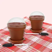 Behogar 20 шт. цветочный горшок в форме DIY для выпечки, желе для торта, йогурта, мусса, держатель для чашек с крышкой, лопата для дома, вечерние принадлежности