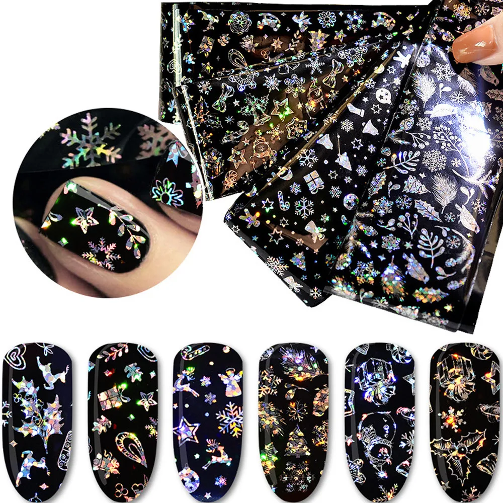 

4PCS Santa Nail Art Decals Nail Wraps Stickers Adhesive Polish Foils Decor Snow Christmas Nail Stickers