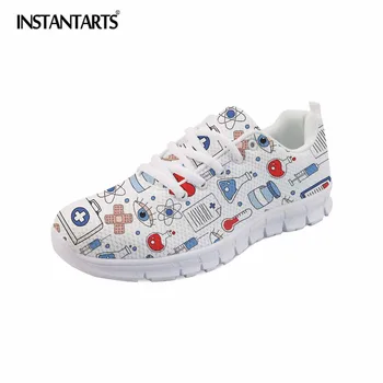 

INSTANTARTS Fashion Women's Sneakers 3D Nurse Medical Printed Casual Female Flat Shoes Ladies Zapatos Mujer Breathable Flats