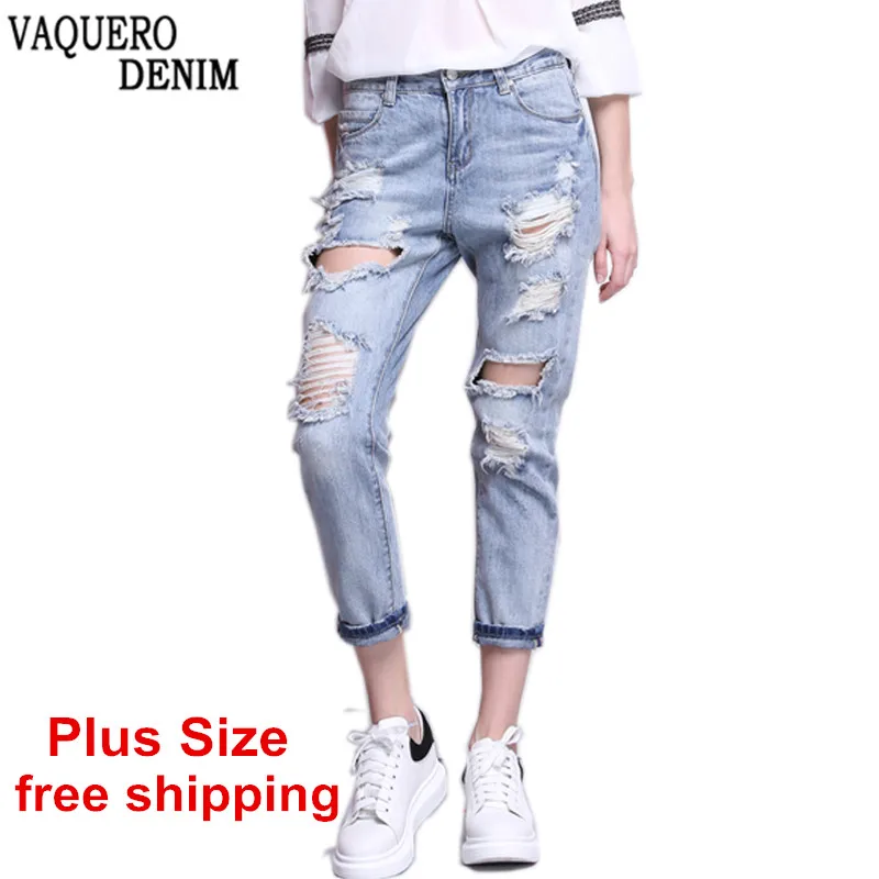 2016 New Fashion Summer Style Women Jeans ripped Holes