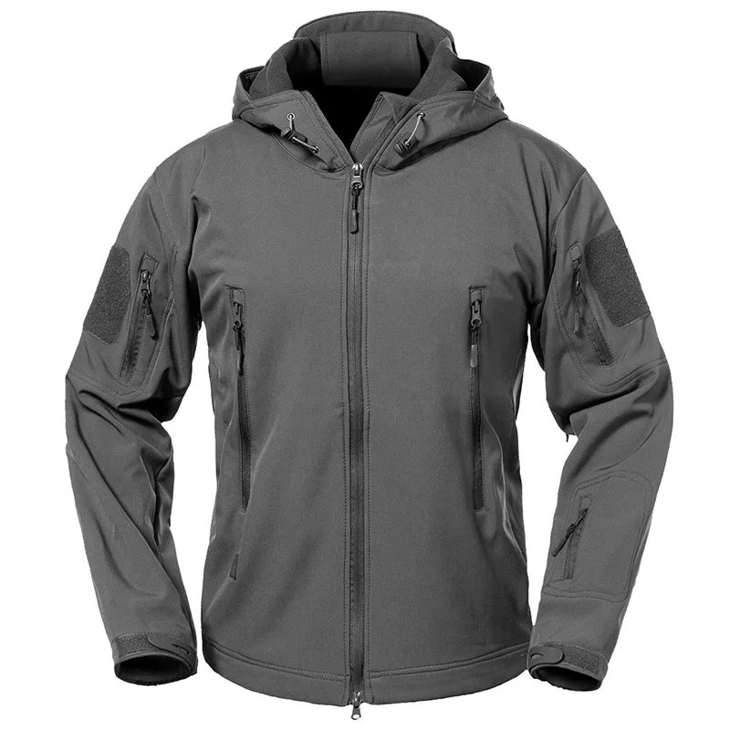 ReFire Шестерни Водонепроницаемый тактическая куртка Для мужчин Soft Shell Военная камуфляжная куртка армии Костюмы зимние ветрозащитные теплое пальто с капюшоном - Цвет: Gray