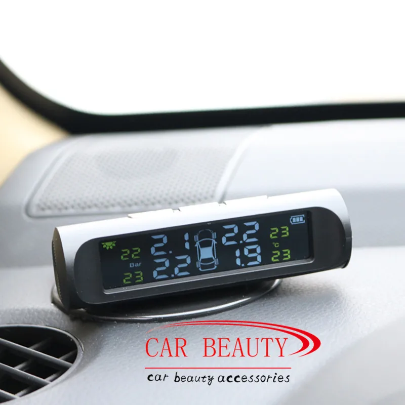 Smart Car TPMS Tyre Pressure Monitoring System Solar Power charging Digital LCD Display Auto Security Alarm Systems