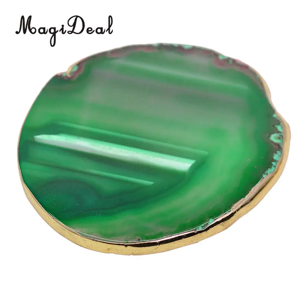 5 Colors Natural Agate Slices, Coasters, Cup Mats, Gold Edge, Crystals Geode Stones Home Decorations, 60-80mm