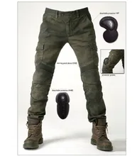 NEW 2016 KOMINE MOTORPOOL UBS06 Army Green Slacks jeans Motorcycle ride jeans Leisure Loose Version with protective equipment