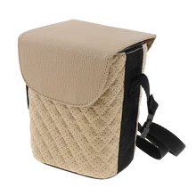 Мини ПУ кожаный Премиум автомобиль мусорный бак с крышкой бежевый