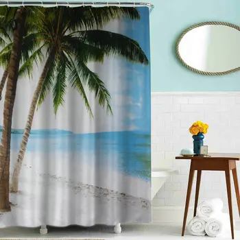 

180*210/180*180cm Bathroom Polyester Fabric Print Modern Shower Curtain bathroom Waterproof Shower Curtain with 12 Hooks Decor