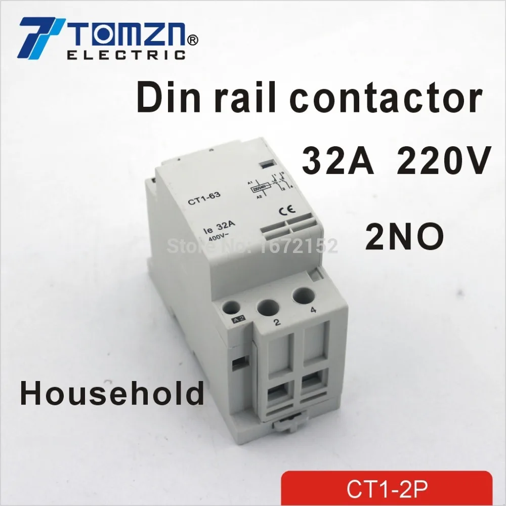 

CT1 2P 32A 220V/230V 50/60HZ Din rail Household ac Modular contactor 2NO