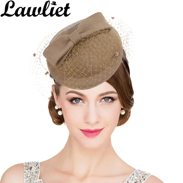 Women Fascinator Hats Vintage Style Australian Wool Pillbox Hat with