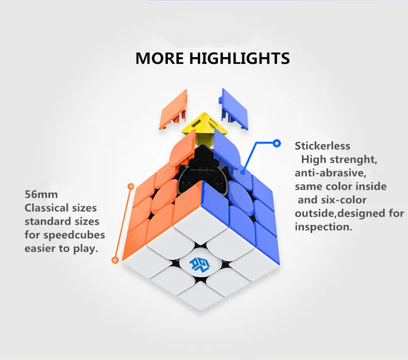 GAN 356 R 3X3X3 магический куб, профессиональный скоростной куб 3 на 3, обучающая игрушка для детей, без наклеек, профессиональный gan 356R