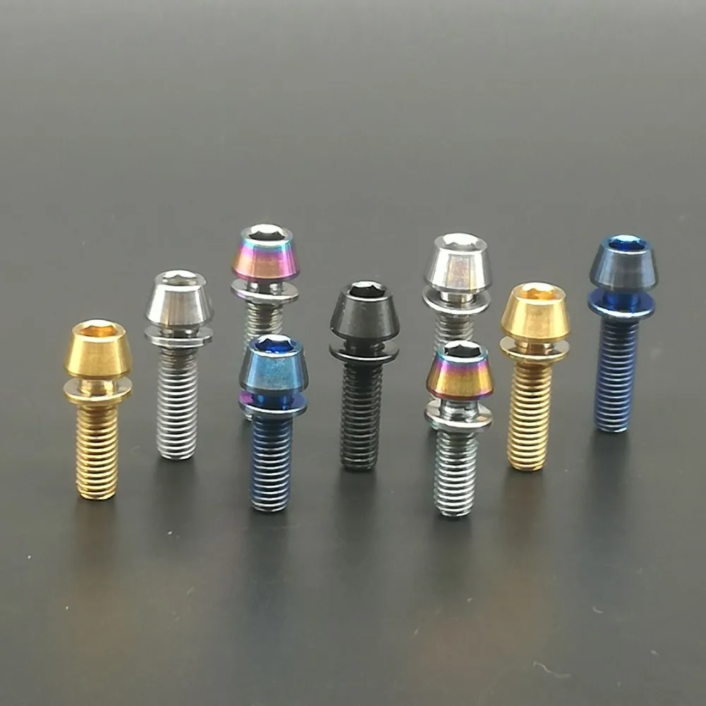 

1pc Titanium Ti M5X16mm M5X18mm M5X20mm Bolts Allen Hex Bike Tapered Head Screw With Washer Biycle Accessory