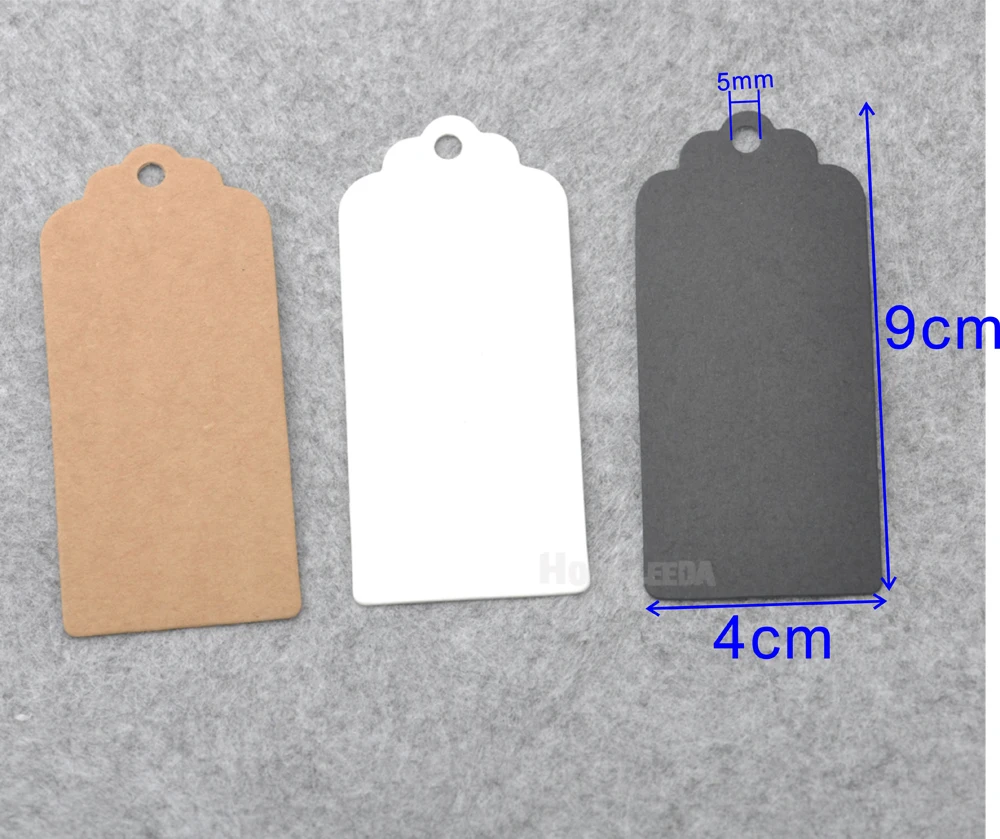 100 개/몫 DIY 100 종이 태그 4*9cm 빈 화이트/브라운/블랙 선물 태그 사각형 사각형 태그 가격 태그