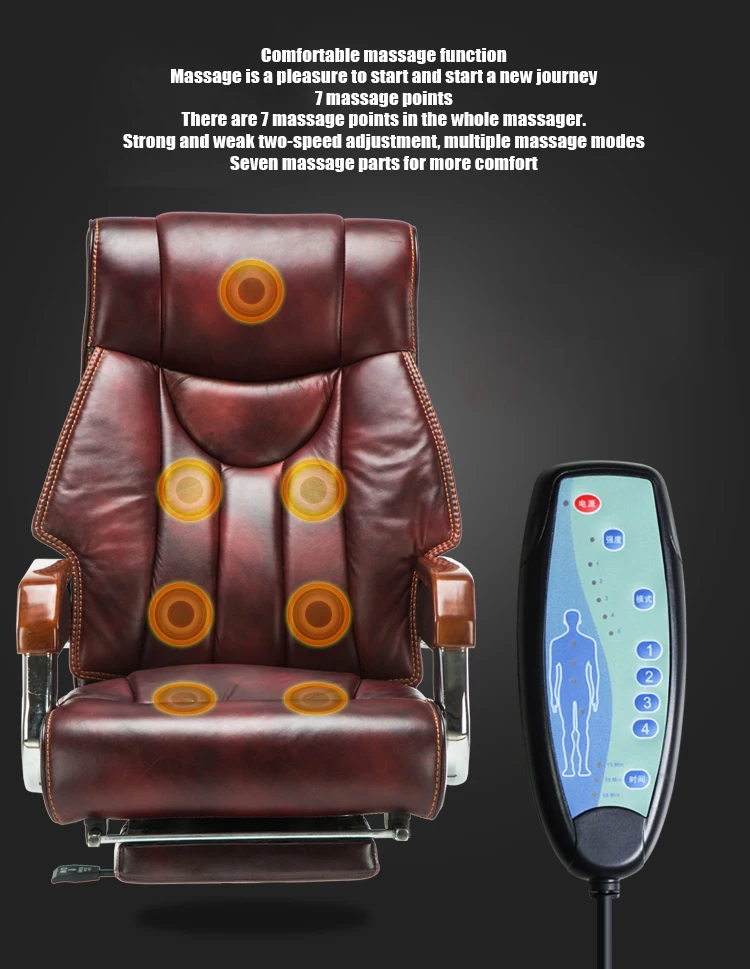 Роскошное качественное кресло из воловьей кожи 8770 Silla Gamer Boss Poltrona с подставкой для ног, массажное колесо из натуральной кожи