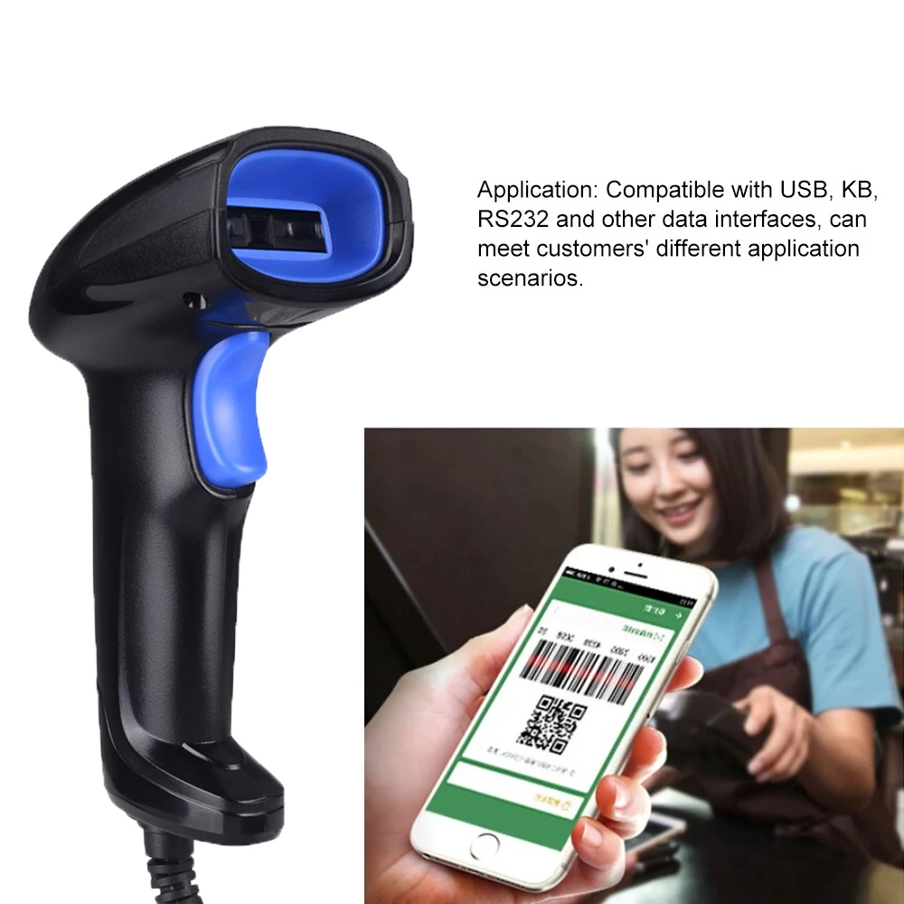 Портативный USB проводной считыватель штрих кода Plug and Play 1D CCD сканер с сканером