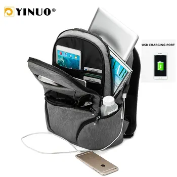 

YINUO USB Charging Laptop Backpack For 15.6" Waterproof High Capacity Teenager Male Travel Bag Mochila