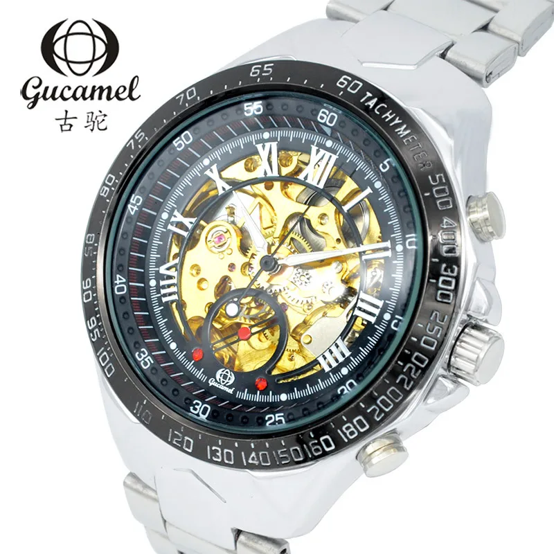 GUCAMEL brand hollow out automatic machine watches high quality men