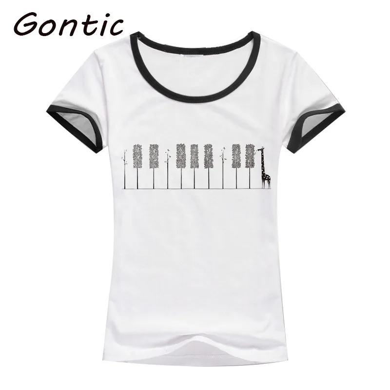 

fashion women summer tops THE PIANIST giraffe and tree cotton t shirt vintage aesthetic shirt woman kawaii tops short sleeve