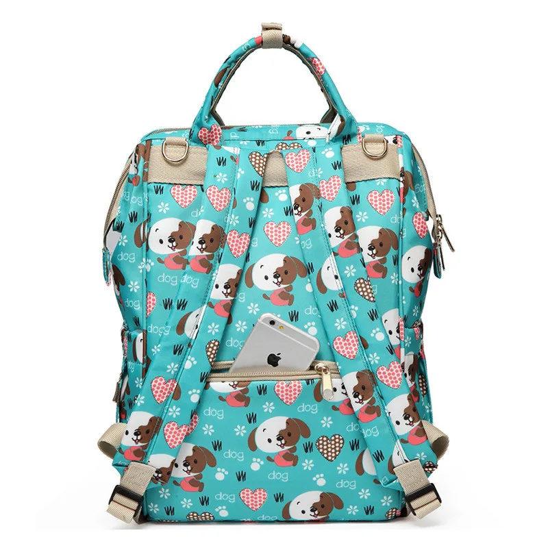 Heine New Products Cartoon Puppy Fashion Camo Printed Mummy Travel Shoulder Backpack Bag 3