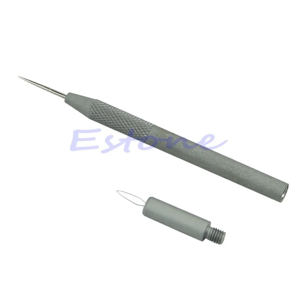 

2 in 1 Leather Craft Cloth Awl Punch Tool & Needle Threader Thread Guide Device