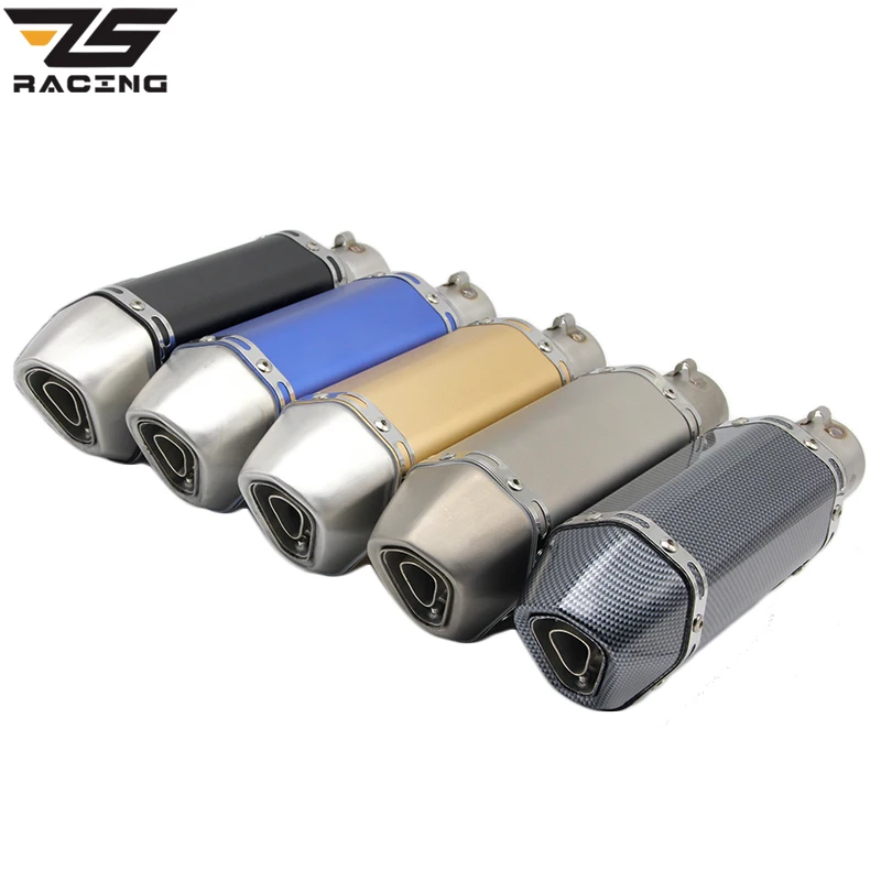 

ZS Racing 38-51MM Universal Motorcycle Akrapovic Exhaust Modified Muffle Pipe Slip-on Small Hexagonal Motorbike Exhaust Pipes
