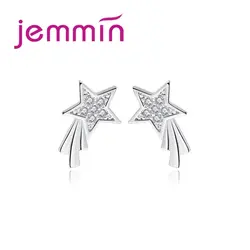 Уникальный jemmin очаровательные серебряные украшения серьги с хрустальными звездочками для Для женщин свадебный подарок милые маленькие