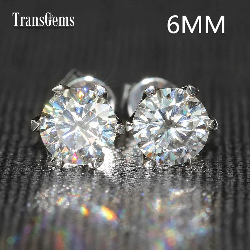 

TransGems 1.6 TCW Carat F Colorless Moissanite Stud Earrings 18K White Gold Push Back Earrigns for Women Wedding Birthday Gift