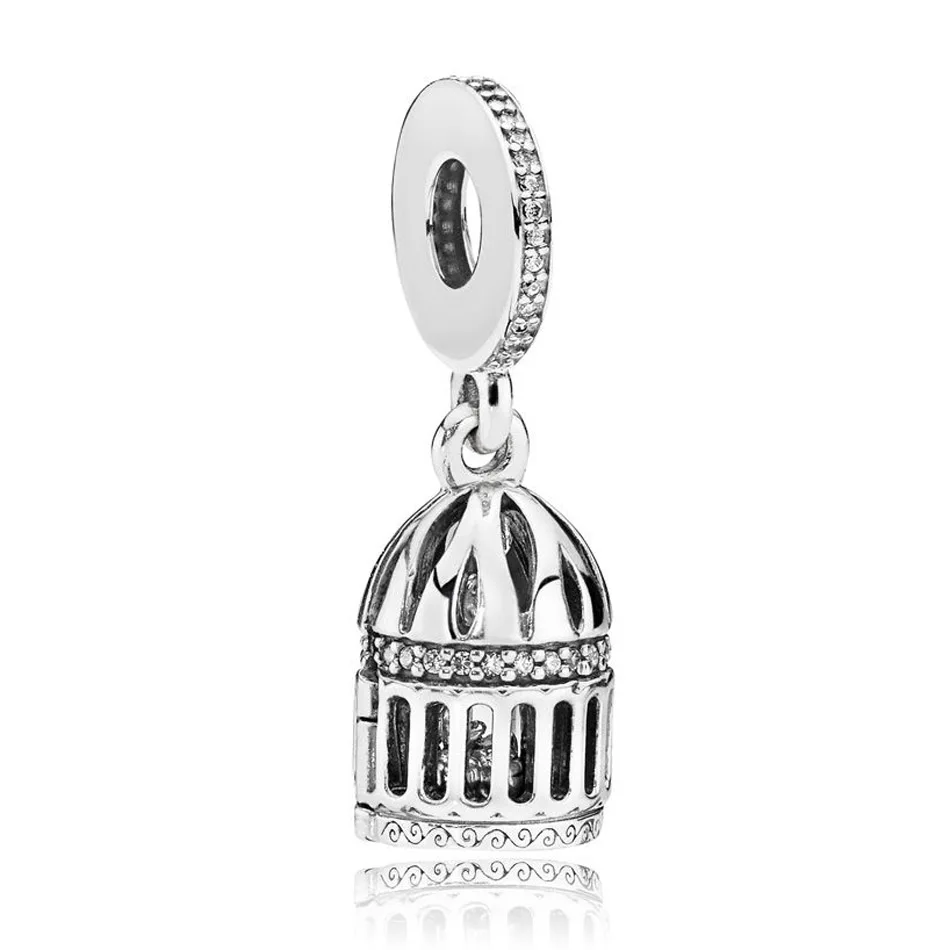 

Authentic 925 Sterling Silver DIY Jewelry Free as a Bird Dangle Charm fit Pandora Bracelet Bangle Clear CZ Bead
