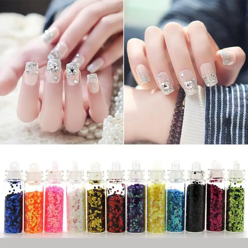 12 цветов/Много Блеск УФ лак для ногтей порошок Bling Блестки ремесло DIY стикер