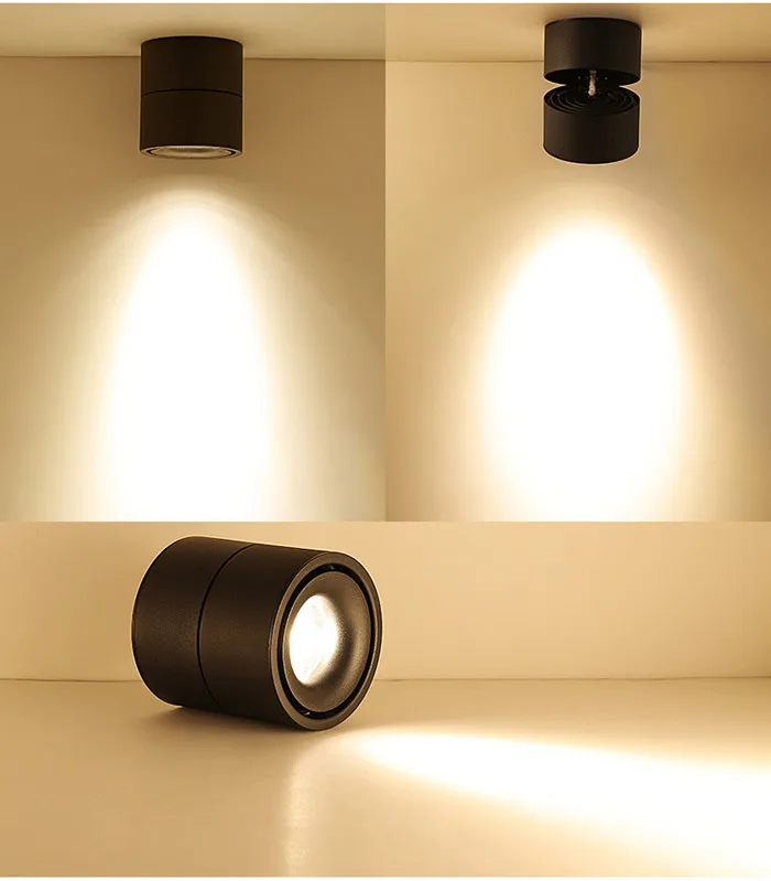 Luzes de Teto Lâmpadas de Teto de Led Graus de Rotação Luzes da Trilha Luz de 360 Dimmable Levou 12 w Superfície Montado Spot 1 Pcs Cob 16 Teto de LED Spot Luz de 360