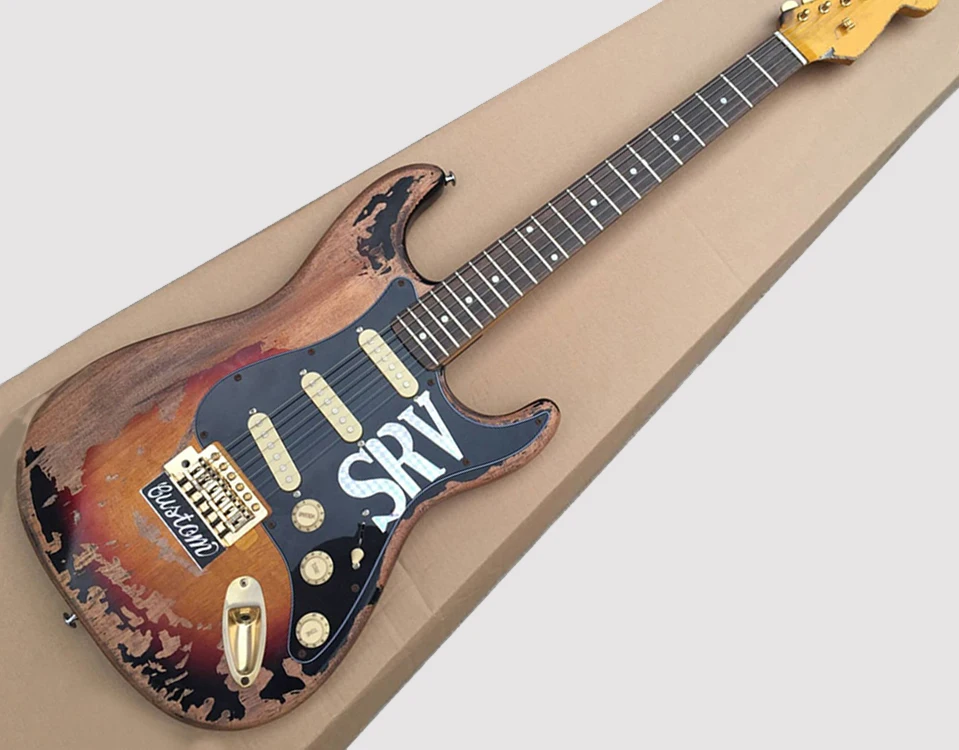 

Handmade Retro Electric Guitar with SRV Pickguard,SSs Pickups,Rosewood Fingerboard,Gold Harswares,offering customized services
