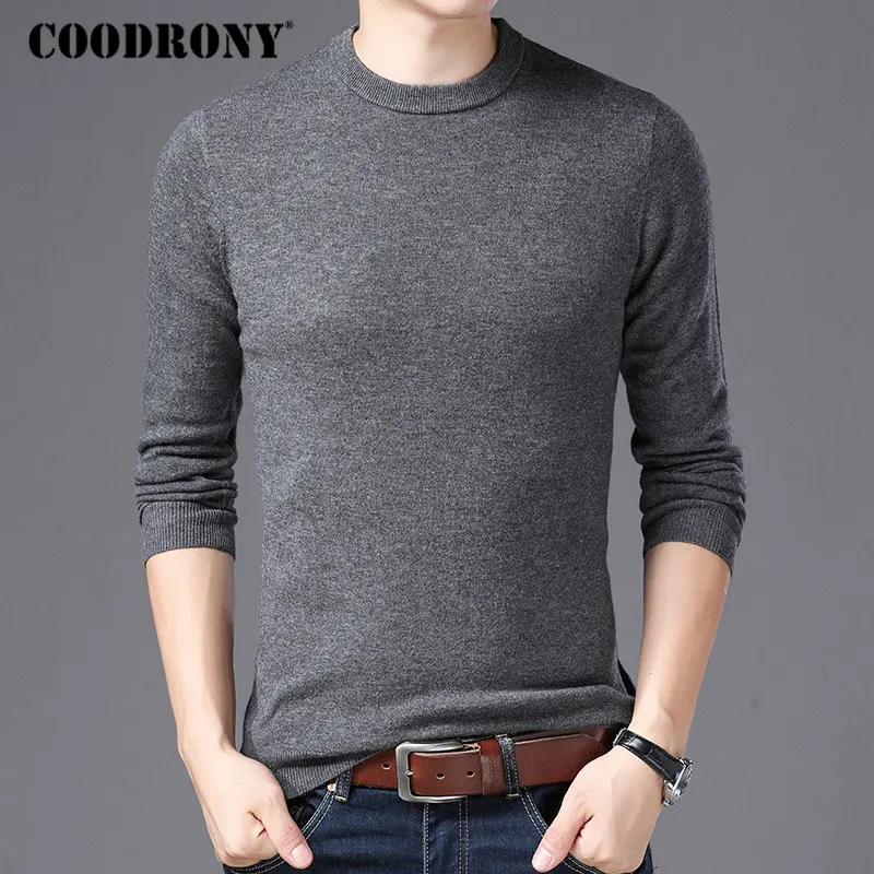 Бренд COODRONY, мужской свитер с круглым вырезом, для осени и зимы, чистая мериносовая шерсть, свитера, мягкий теплый кашемировый пуловер для мужчин 93001