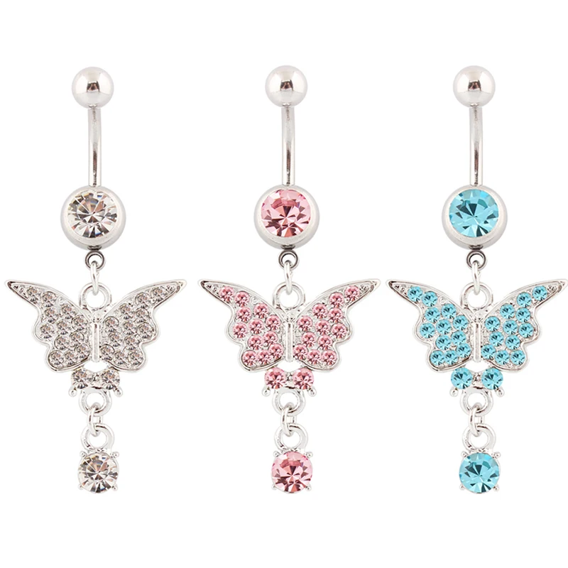 Belly button rings dangle Butterfly fashion body piercing body jewelry