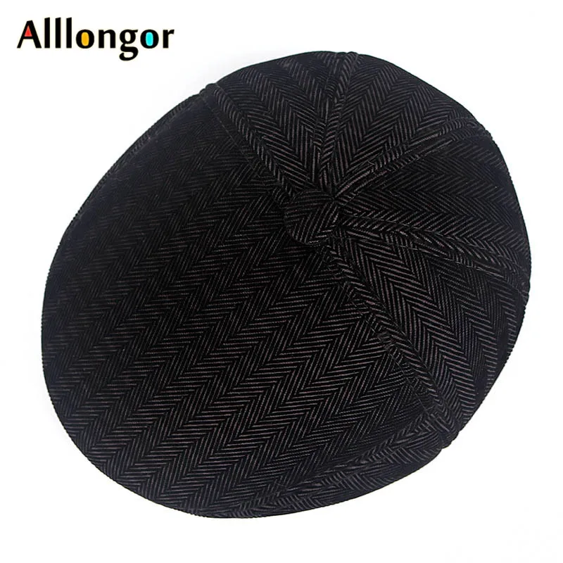 Autumn Winter Dad Hat Warm Beret Wool Male Berets Men tweed Plaid Black newsboy Cap Advance Ivy flat cap Peaked Hats Boina