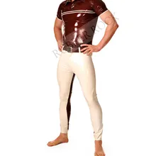 Латексная коричневая рубашка с леггинсами Sext латекс обтягивающий костюм