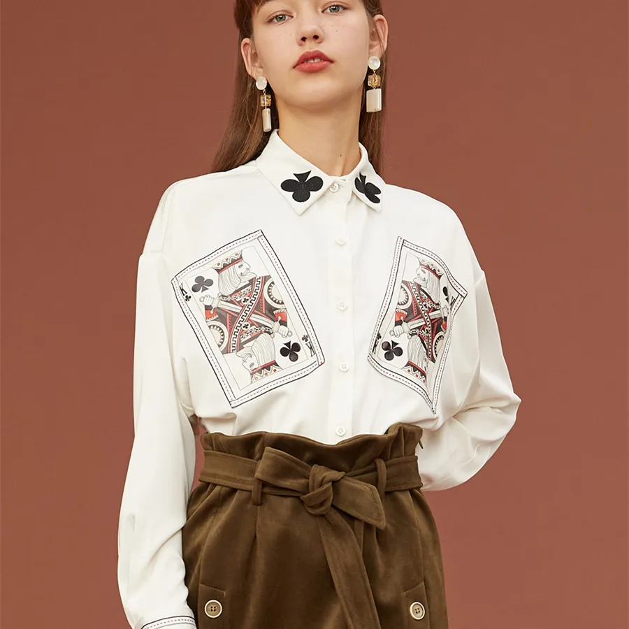 

Embroidery Collar Women Blouse Shirt New Spring Shirts Cool Woman Tops Ladies Party Oversize Loose Long Sleeve Shirts NS804