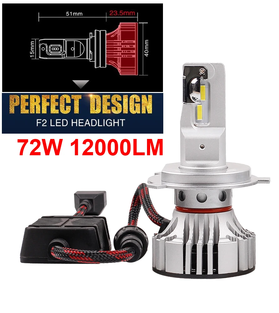 1 Set H4 F2 LED Headlight HB2 9003 H7 H8 H9 H11 9005 9006 HB3 HB4