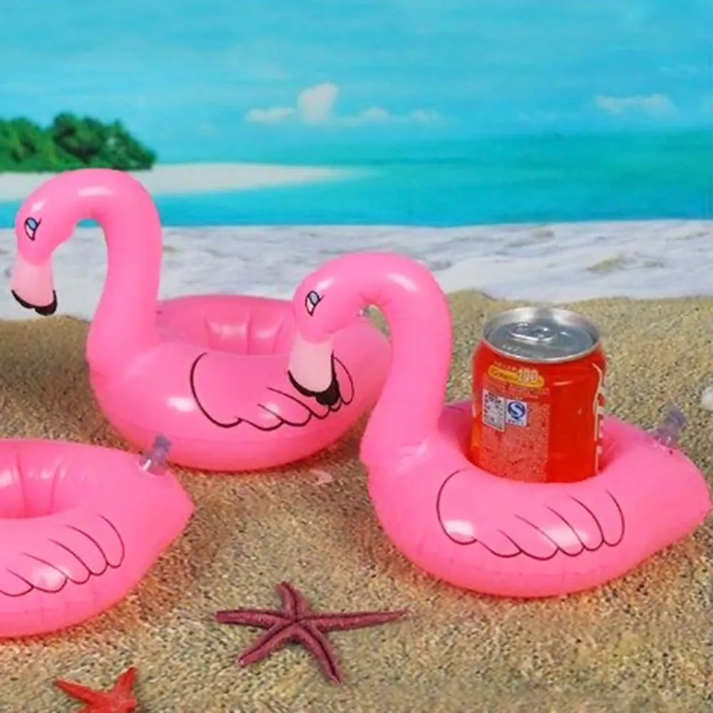 Inflatable Flamingo Drink Can Cell Phone Holder Stand Coasters Float