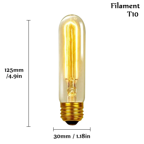 Ретро Edison led светильник лампочка E27 220 В 40 Вт A19 A60 ST64 T10 T45 T185 G80 G95 нити Винтаж ампулы лампа накаливания Эдисона лампа - Цвет: T10 Filament