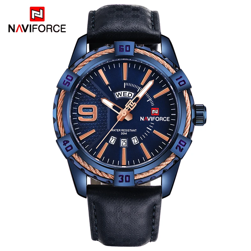 Tanie Nowy NAVIFORCE Sport zegarek kwarcowy wodoodporne męskie zegarki Top marka luksusowa skórzana data tydzień zegar relogio masculino