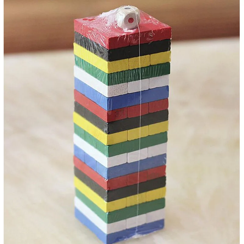 

54Pcs Wooden Tower Hardwood Building Blocks Toy Domino Stacker Extract Building Educational Jenga Game for Children games Learn